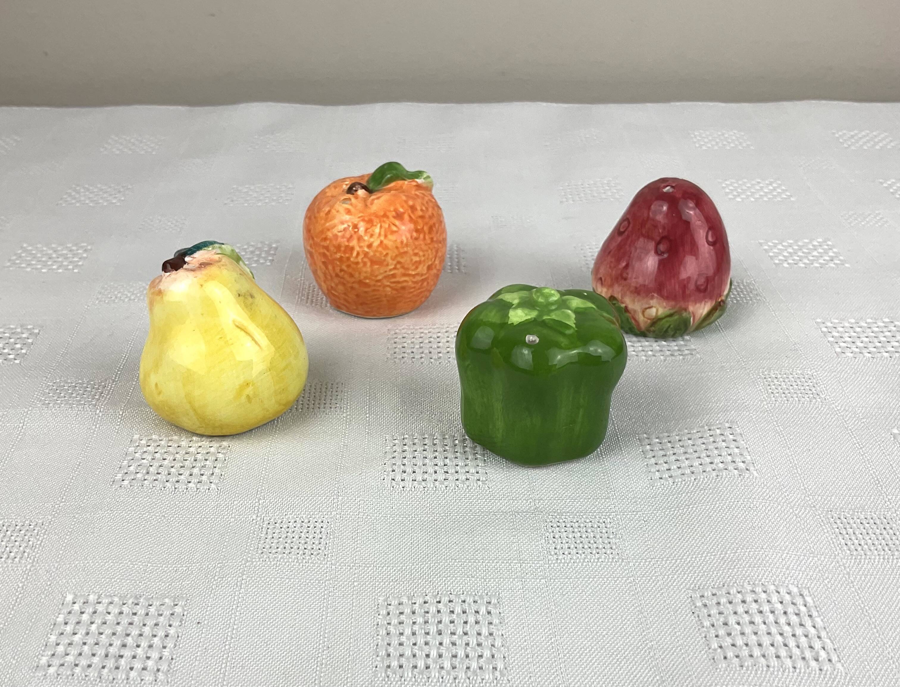 Miniature fruit salt and pepper shakers