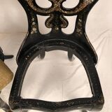 Fake pair of Napoleon III chairs, blackened wood and burgundy boiled cardboard