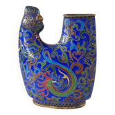 Rare porte-pinceau / vase en émail cloisonné chinois du milieu du siècle.
