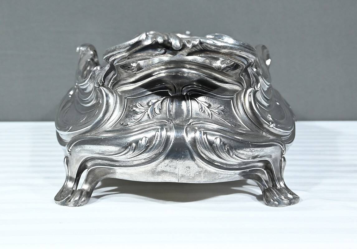 Silvered Bronze Planter, Victor Saglier, Art Nouveau – Late 19th Century