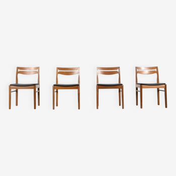 Ensemble de 4 chaises vintage en teck et similicuir