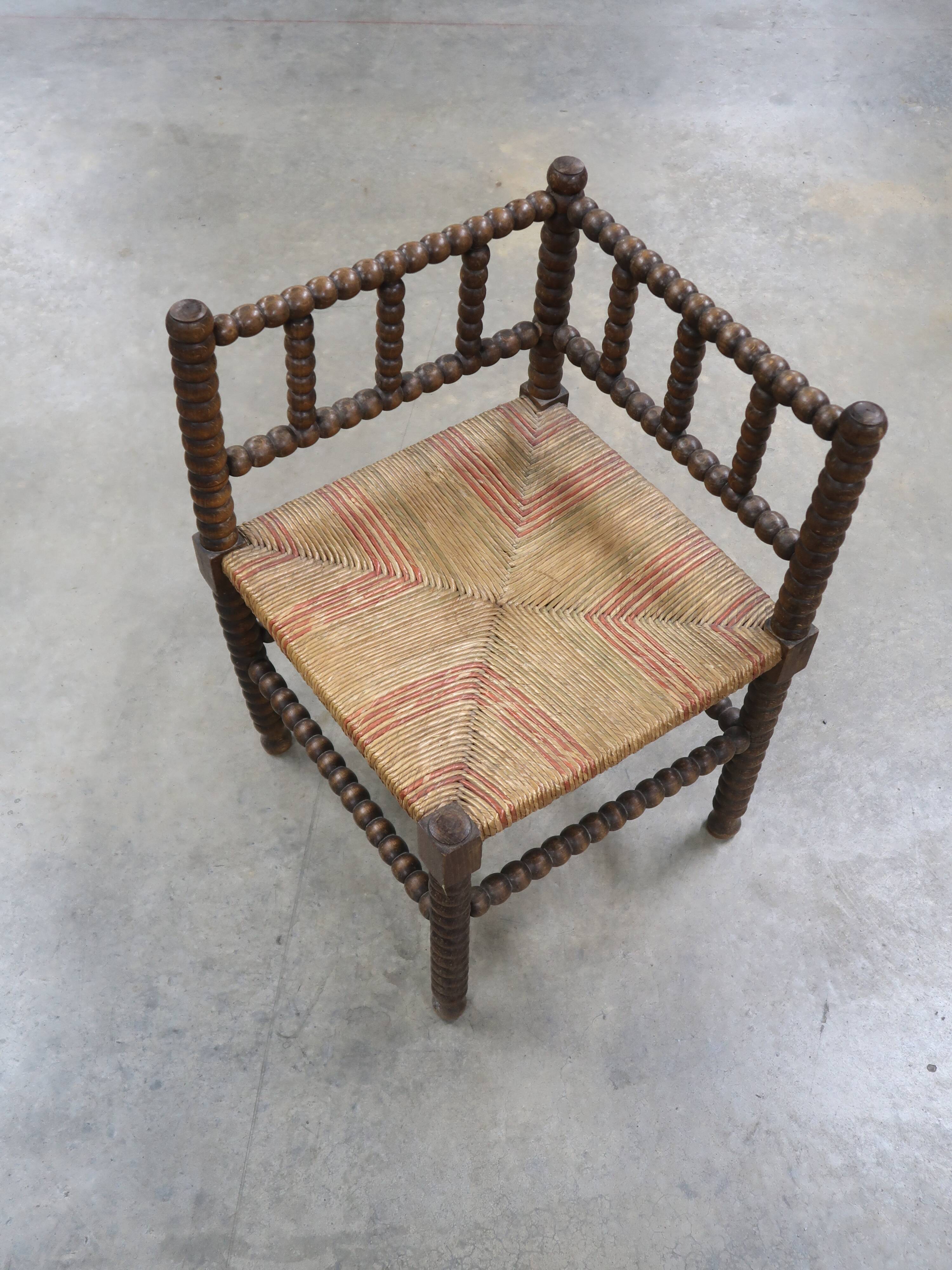 Vintage wooden coil corner chair