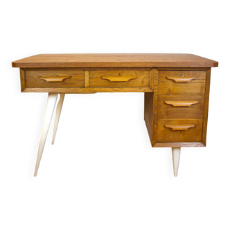 Bureau en chêne du milieu du siècle, Espagne, années 1950