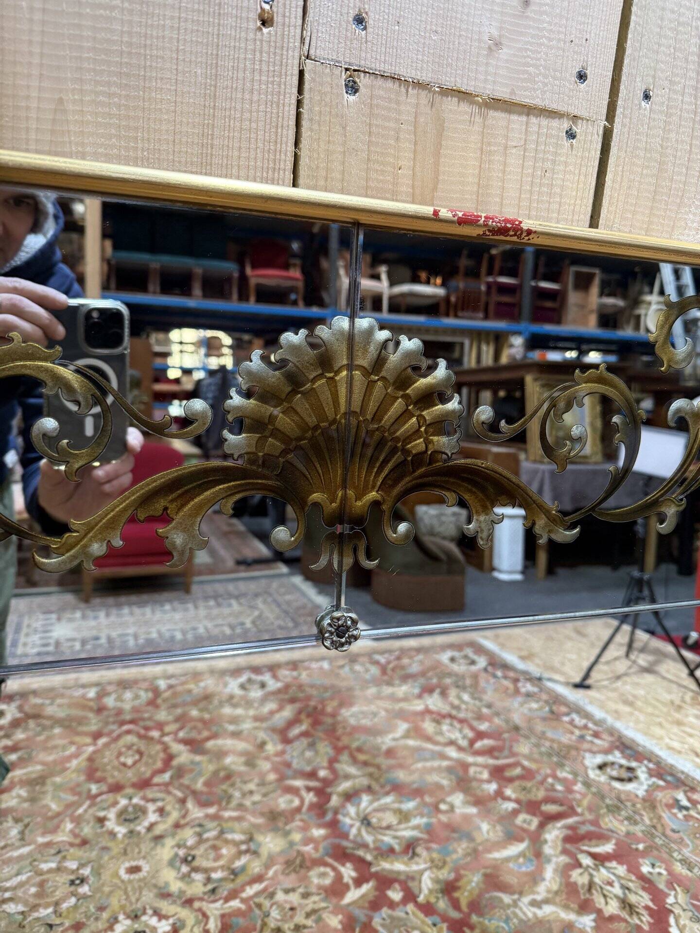 Venetian bistro/brasserie mirror in Art Nouveau verre églomisé