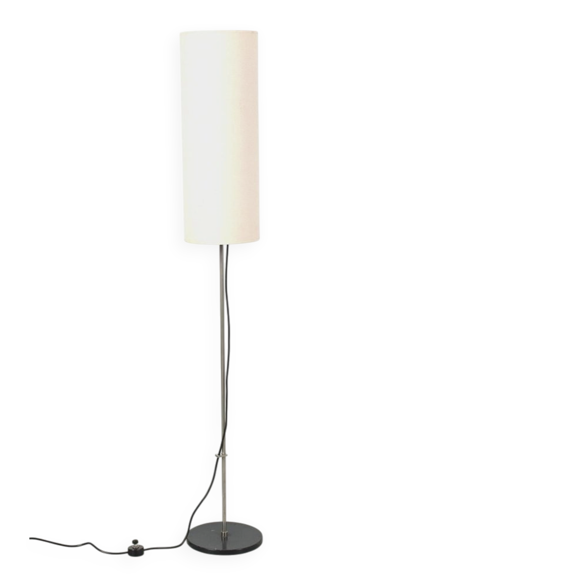 Vintage Floor Lamp with Beige Tube Shade