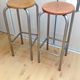 Pair of high wooden stools and metal industrial style 60/70