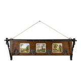Early 20th Century Dutch Oak Wall Coat Rack with Decorative Tiles, 1950s
