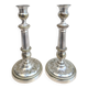 Antique silver-plated metal candlesticks