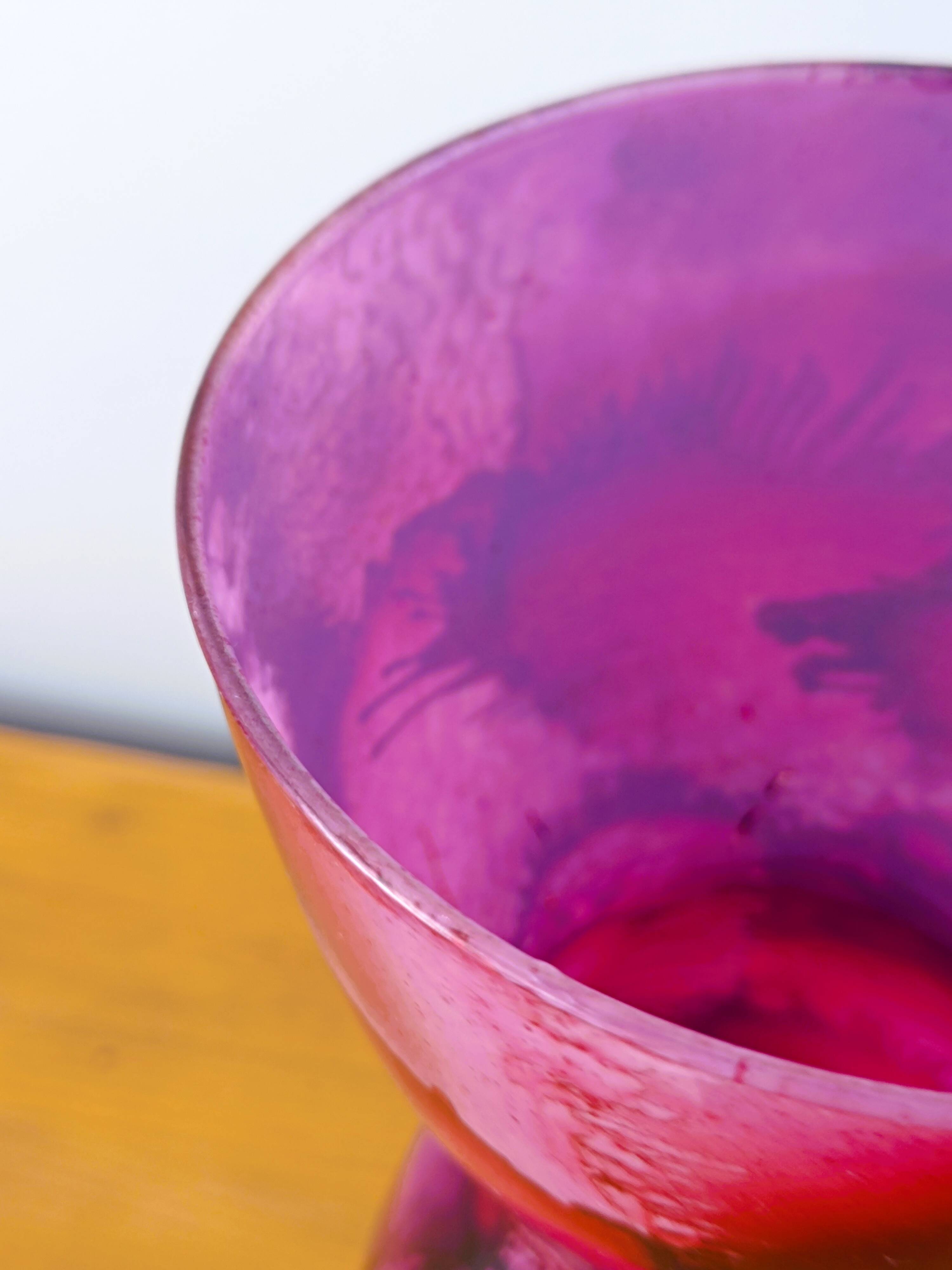Hand-painted purple glass vase