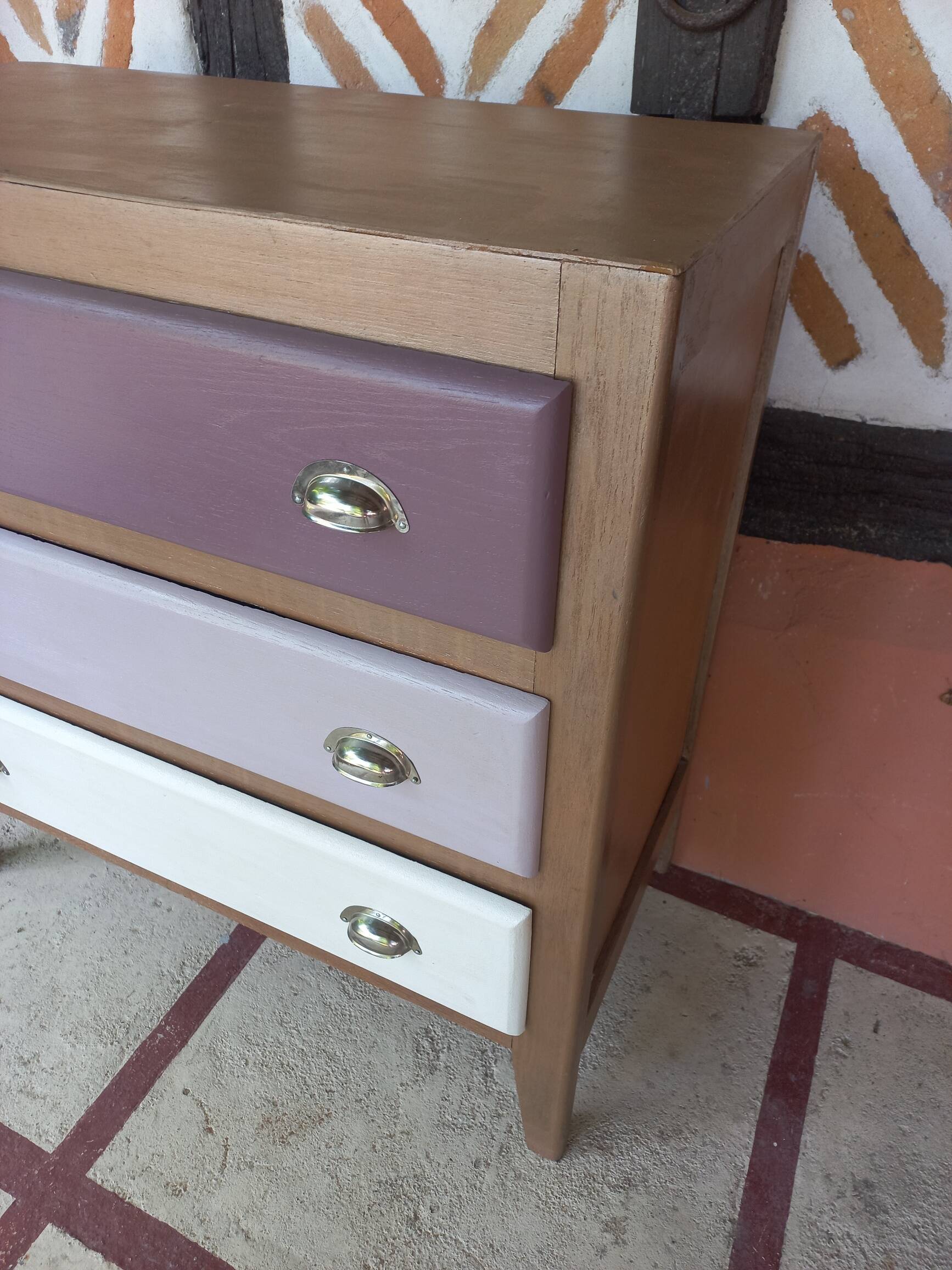 Small vintage tricolor chest of drawers