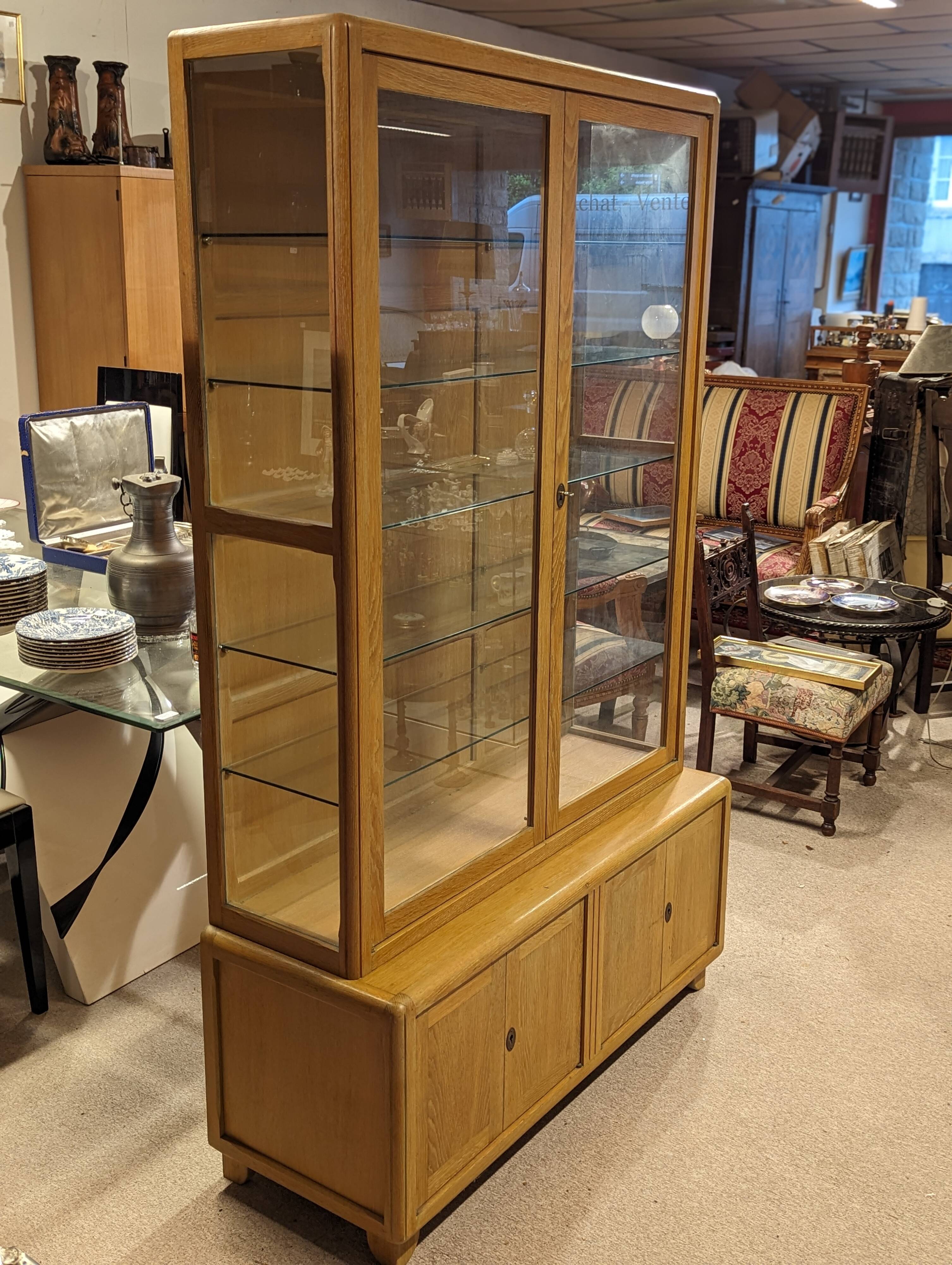 Limed oak display case from the 1940s