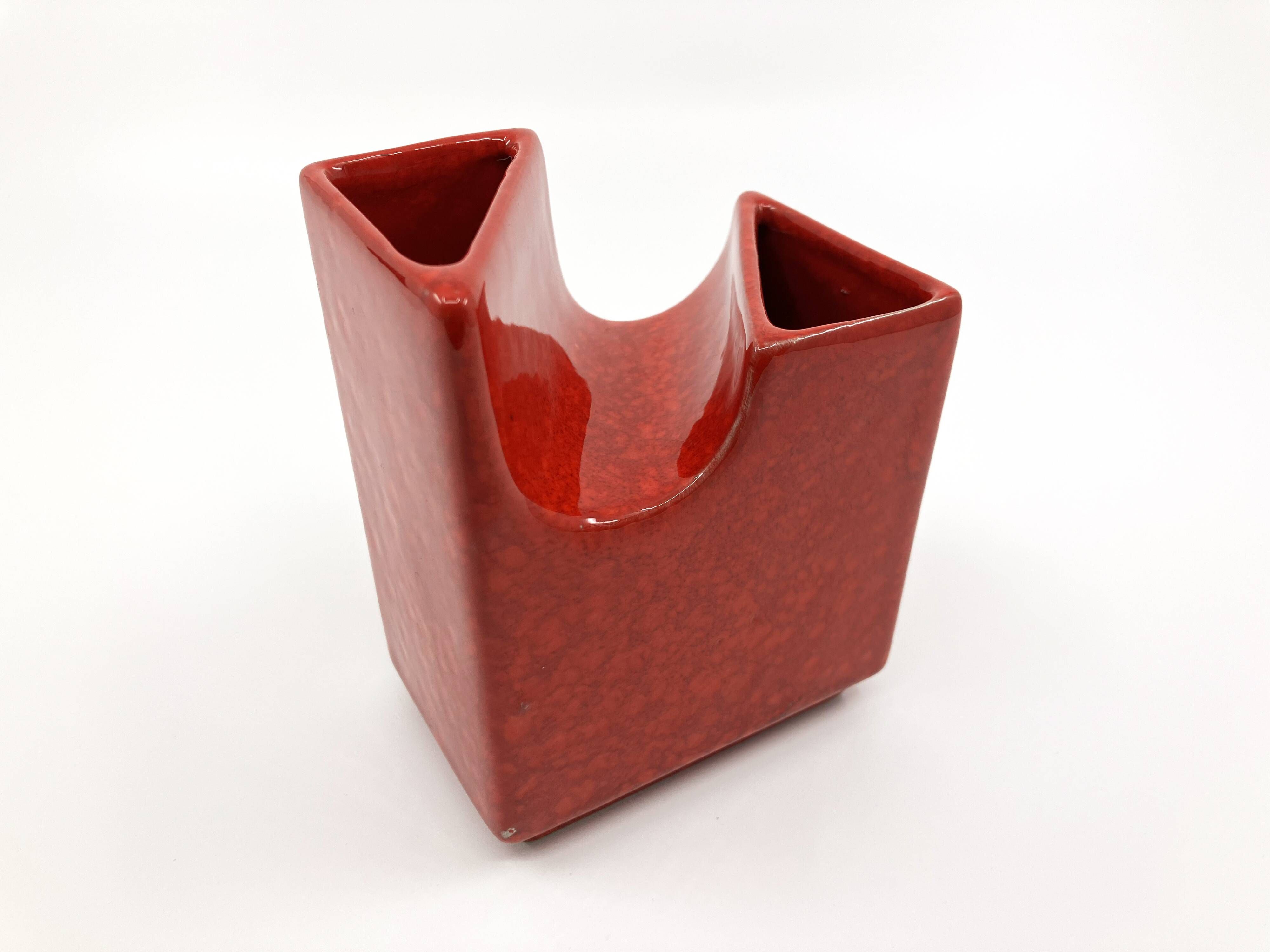 Vase with 2 necks by Roberto Rigon for Bertoncello • Italy • Circa 1970