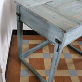 Old box desk, blue lasure