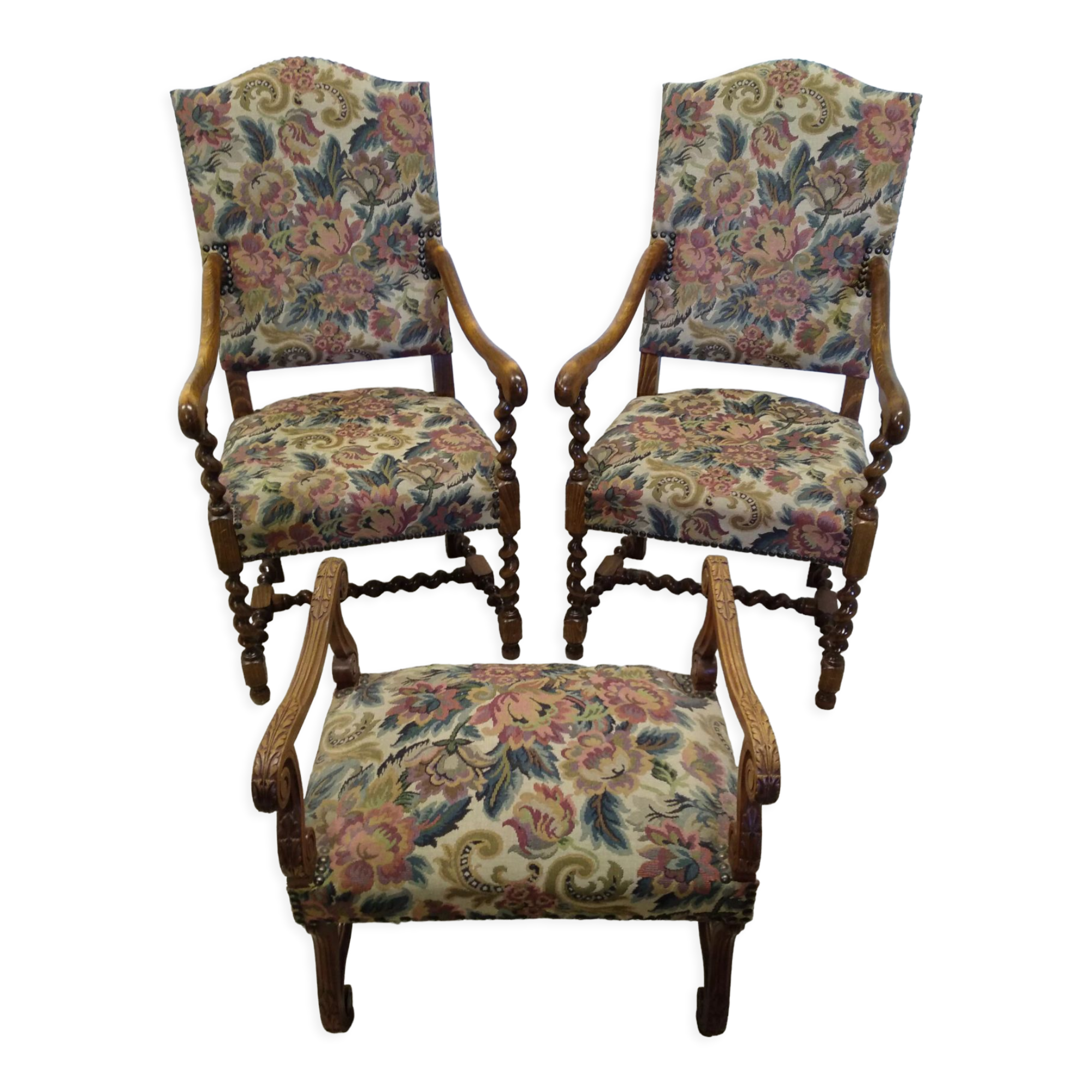Fauteuils ancien avec pouf