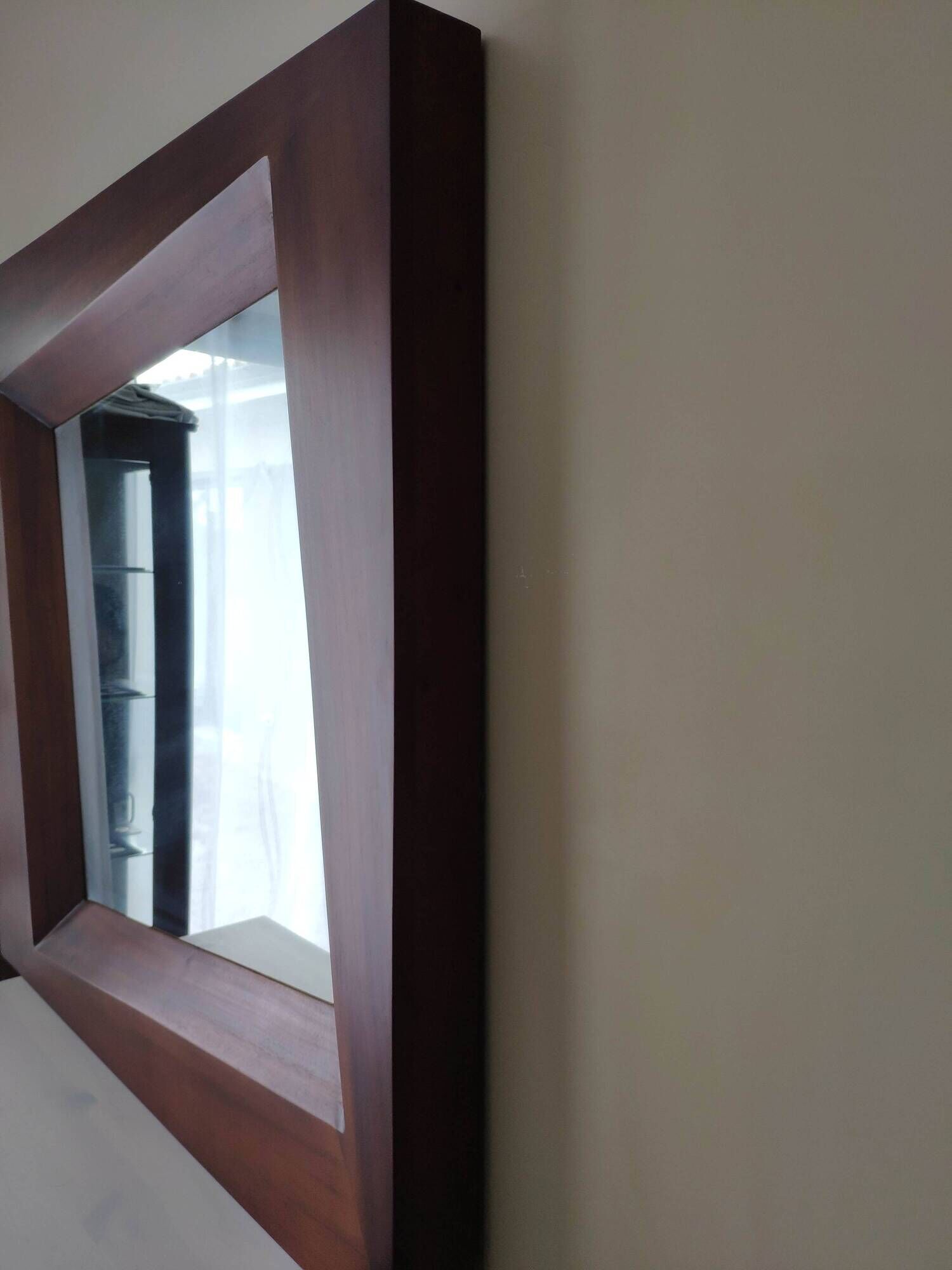 Large square mirror in exotic wood 100x100 cm - Elegant Scandinavian design