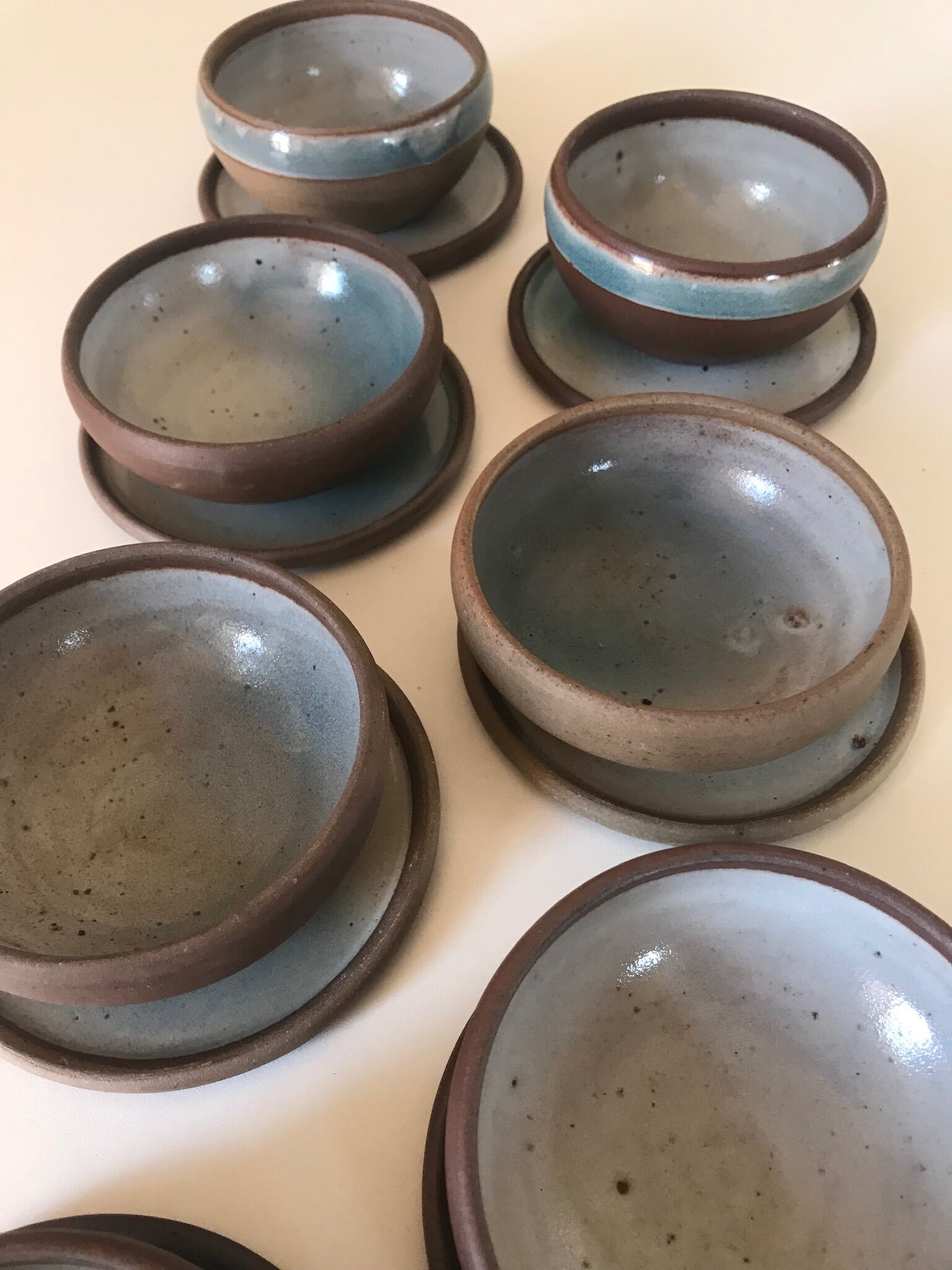 Vintage ceramic sandstone cups and cups Roger Jacques