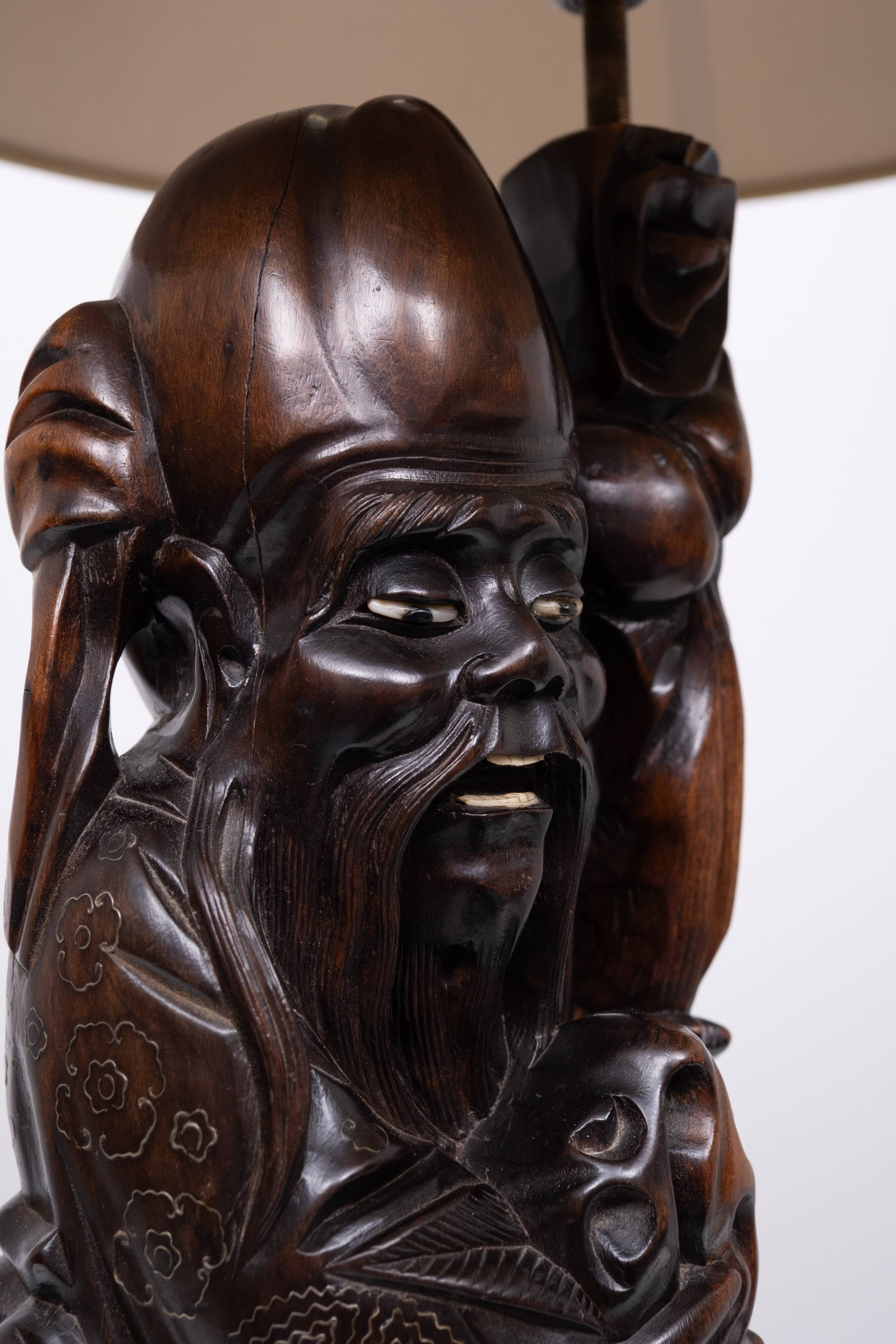 Table lamp Rosewood - Shoulao - God of Longevity Prosperety - China