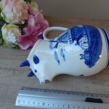 Ancien pot à lait petit pichet vache en céramique delf blue hollande peint à la main