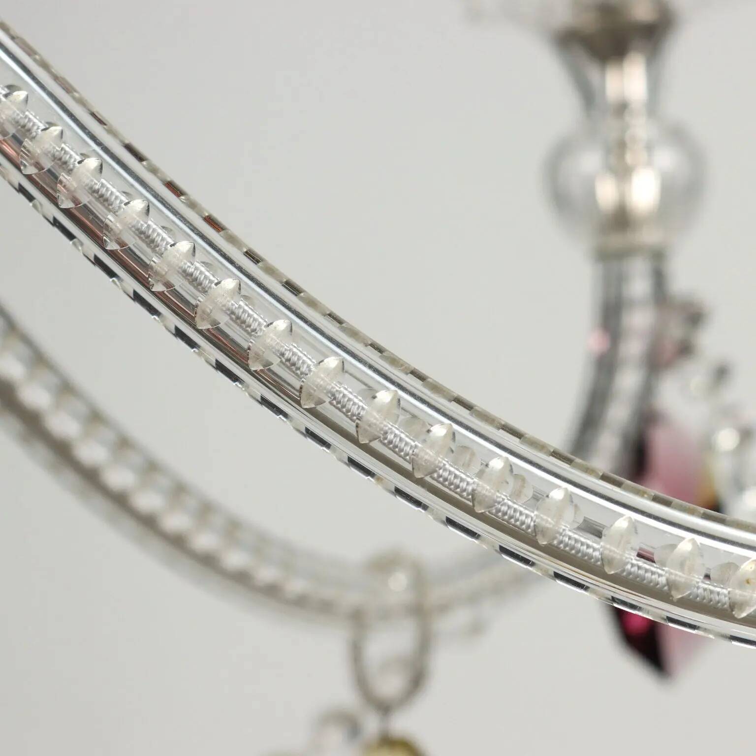 Lustre ancien 6 lumières en verre Italie XX Century