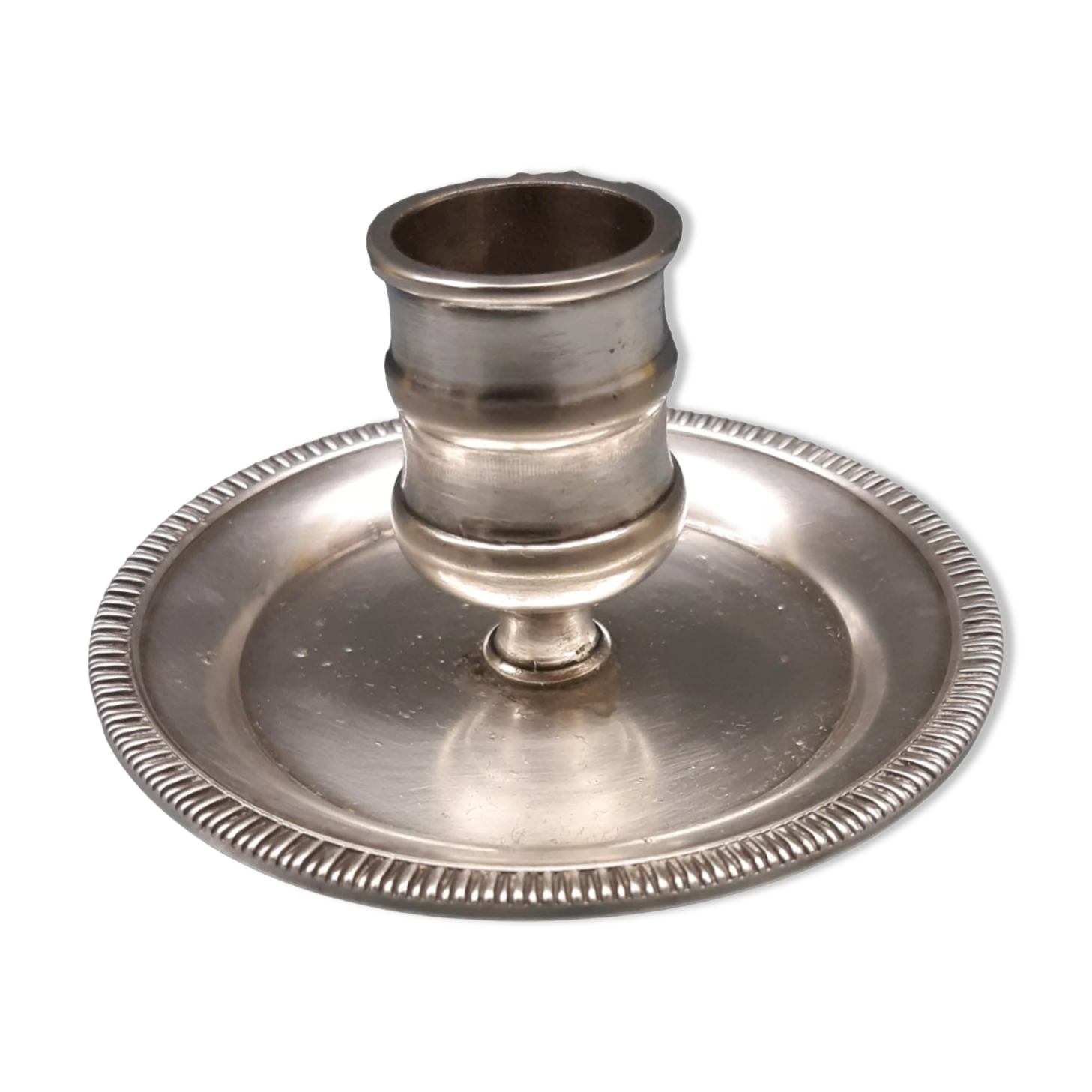 Small silver metal candle holder