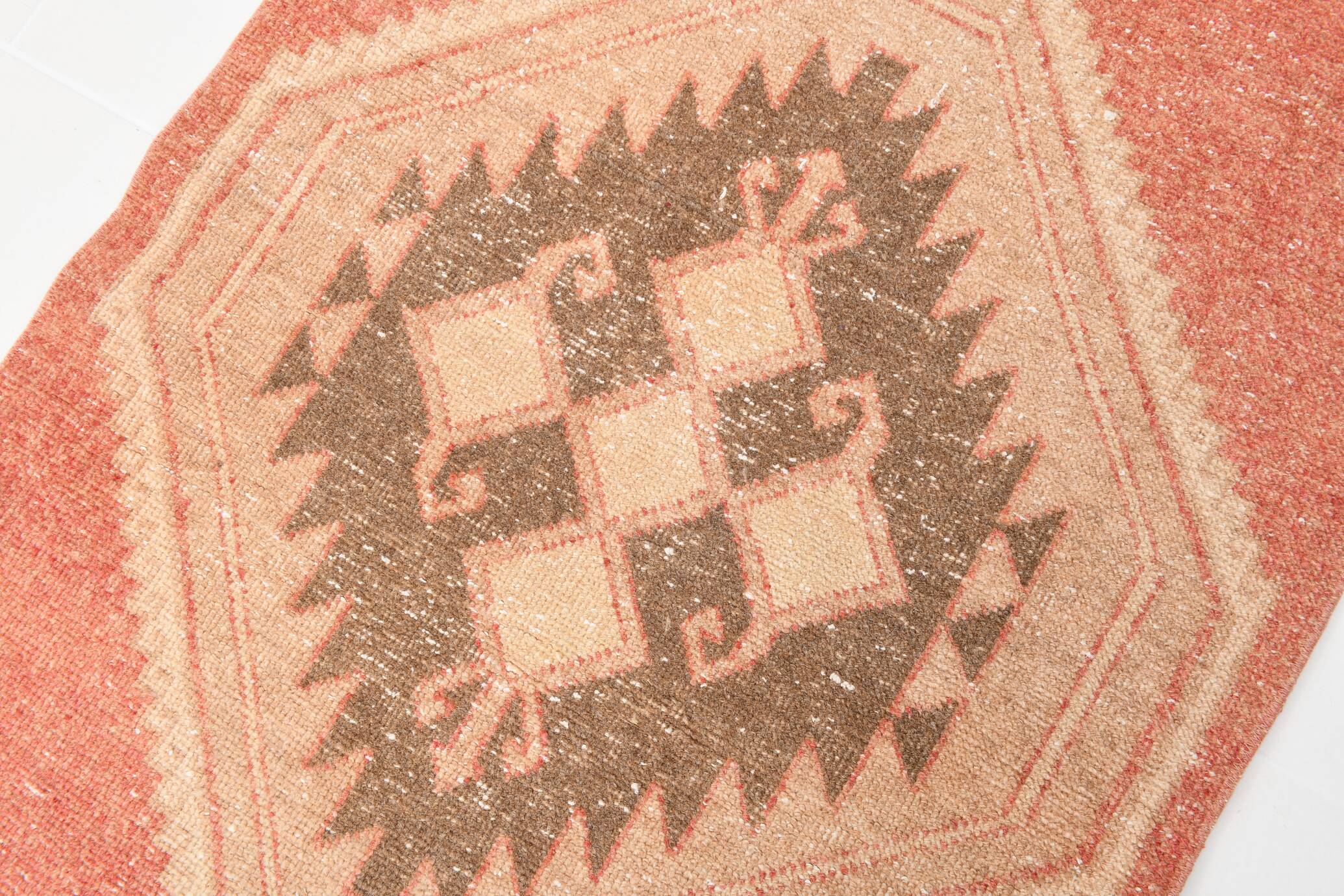 3x11 Vintage Runner Rug, Peach Color Rug, Vintage Runner Rug, 91x328Cm