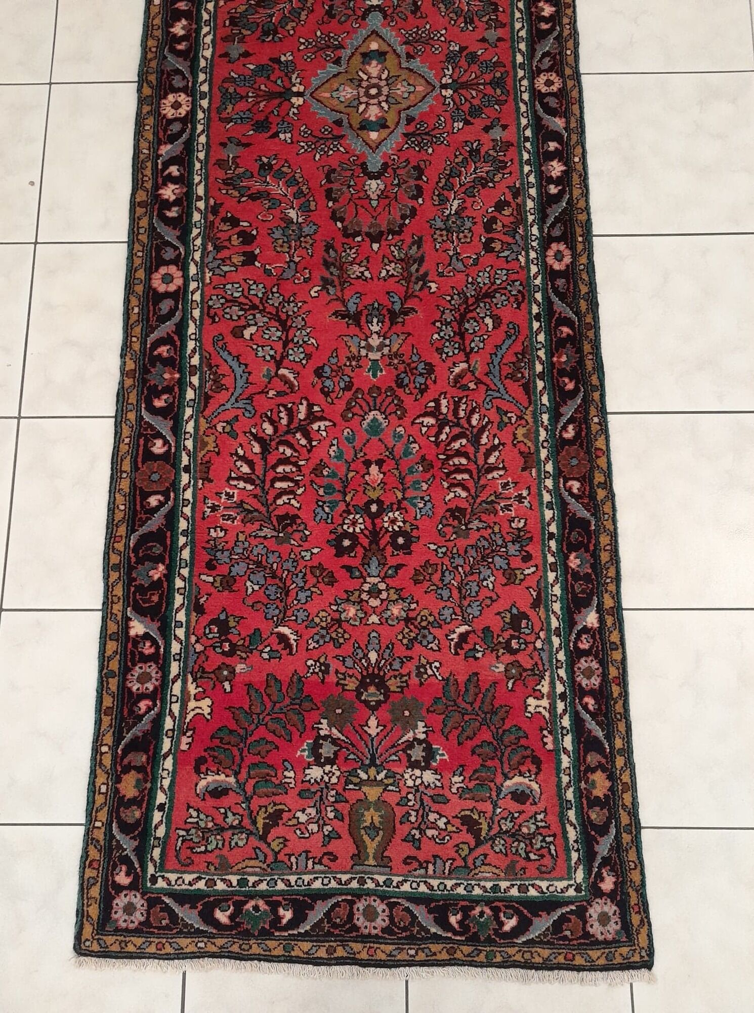 Handmade Persian Sarough hallway rug 320x84cm