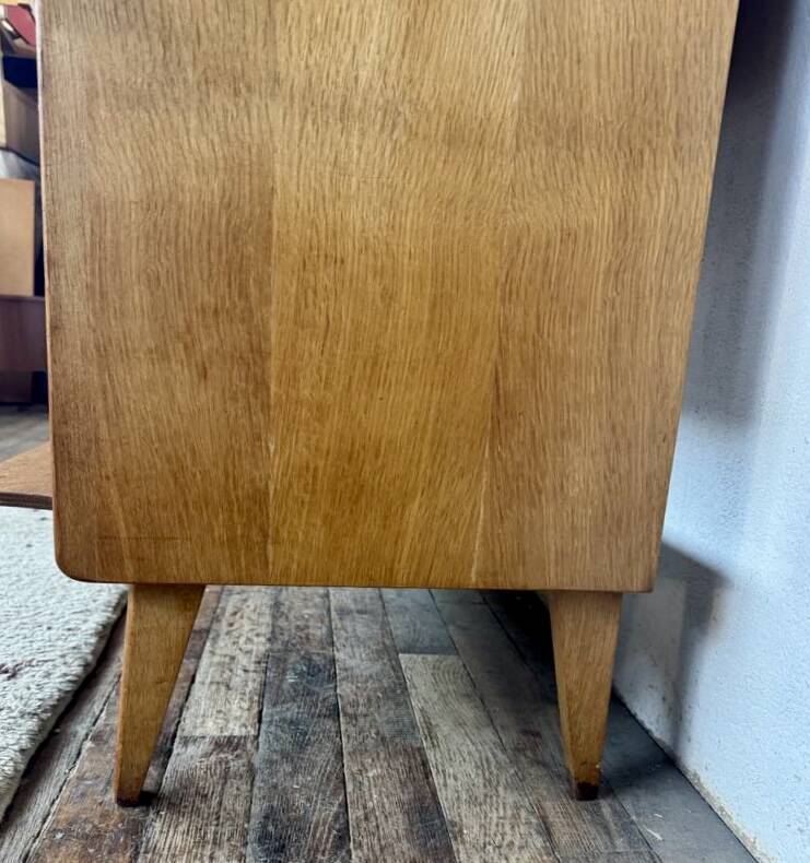 Vintage Roger Landault sideboard in light wood with 2 sliding doors