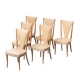 Ensemble de 6 chaises, simili cuir et bois, modernisme vintage années 50
