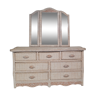 Rattan chest of drawers 80s and its mirror