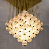 Venini mid century italian flushmount murano glass bubbles and brass chandelier