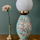 Lampe vintage en céramique et opaline blanche.
