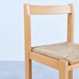 6 vintage oak and wicker dining chairs, 1960s