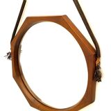 Vintage octagonal teak mirror in scandinavian style, Italy 1960 's