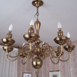 Lustre hollandais électrifié 8 branches en bronze et laiton