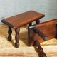 Pair of vintage solid turned wood footstools