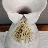 Vintage whitewashed pottery and wicker vase circa 1980