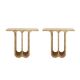Modern Pair of Italian Ivory Travertine Consoles with Semi-Circular Arches