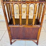 Vintage two-tier bamboo and rattan shelf with storage, Circa 1960