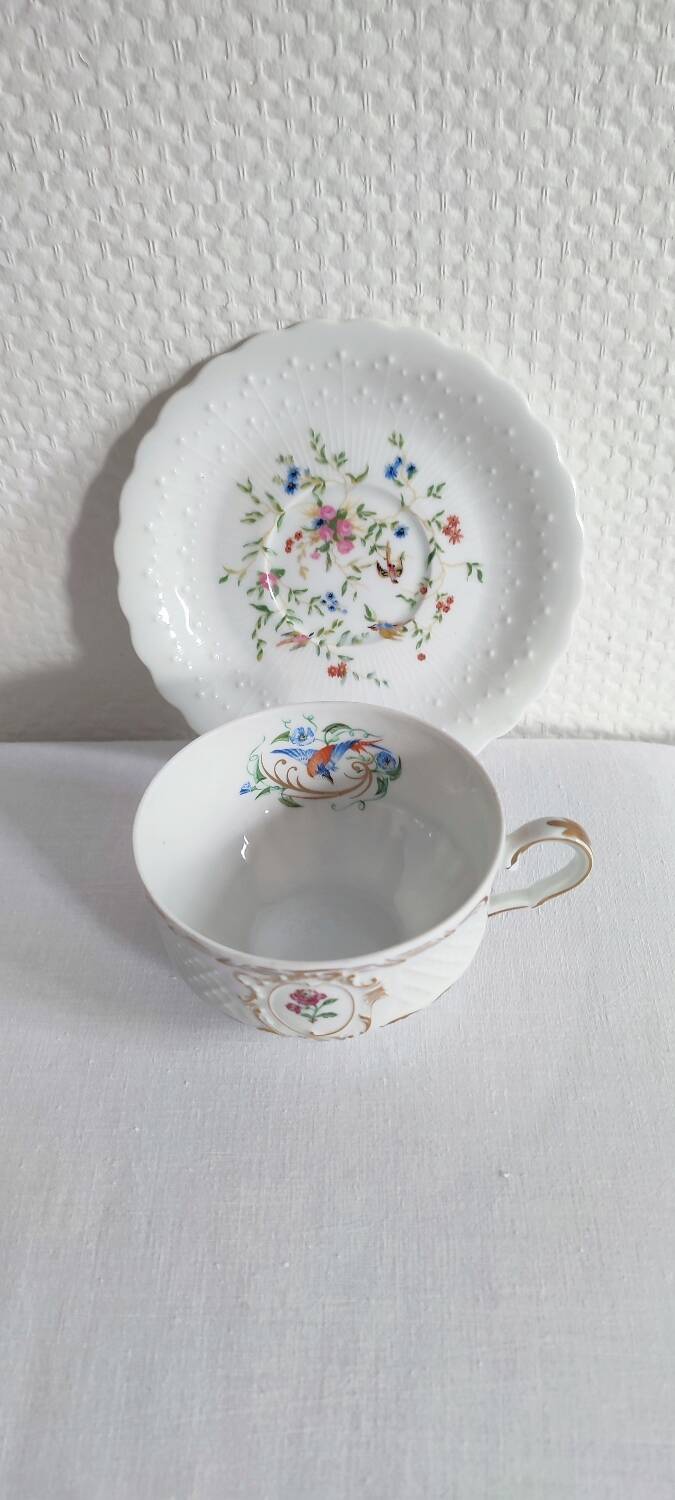 Limoges porcelain cup and saucer Georges Boyer