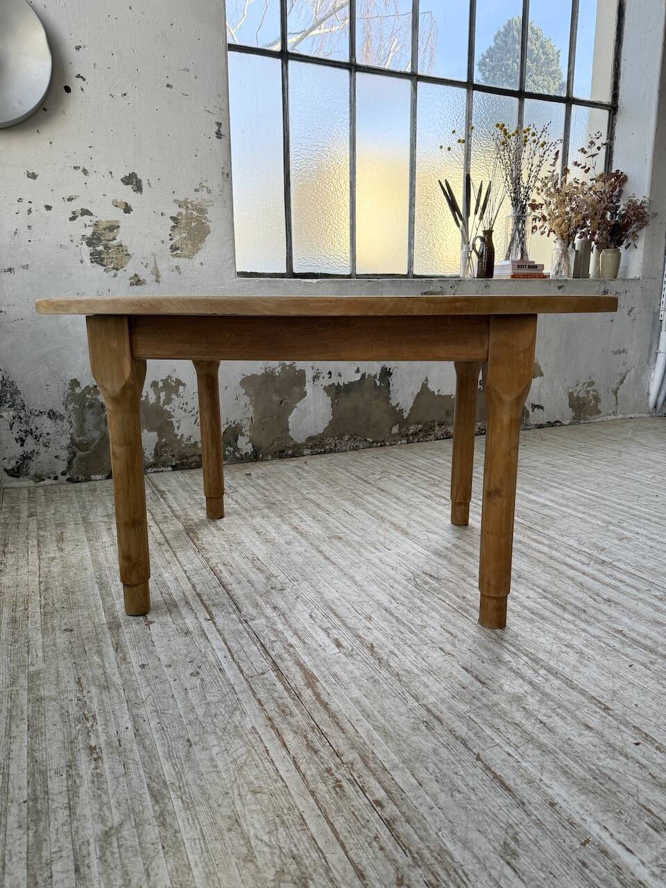Oval farmhouse table oak 1960