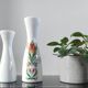 Pair of white opaline flower vases with floral decoration – 1970s
