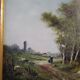 Oil on canvas painting characters on a country road
