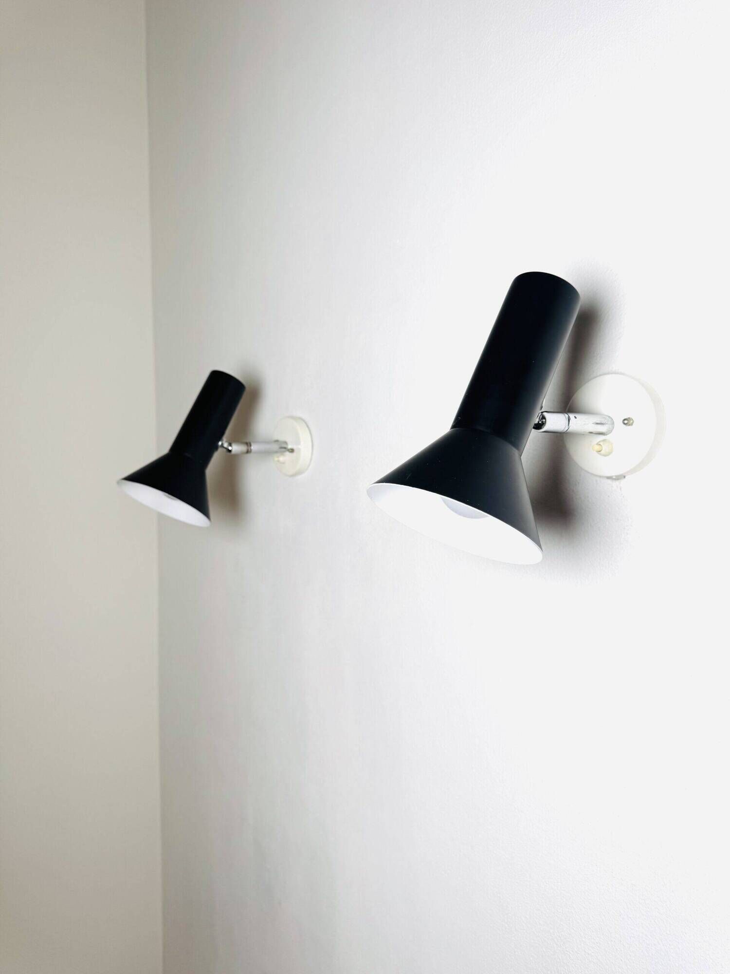 Pair Of C-1524 Adjustable Wall Lamps In Black By Raak Amsterdam, The Netherlands, 1960S