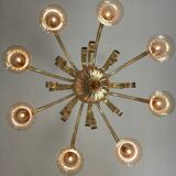 Venetian chandelier in golden murano glass, 8 arms of light
