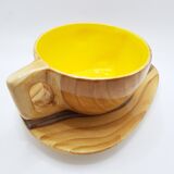 Tasse et soucoupe effet bois