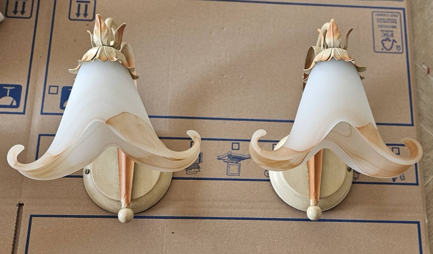 Pair of glass paste wall lights