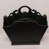 Antique Vintage Carved Wooden Magazine Rack