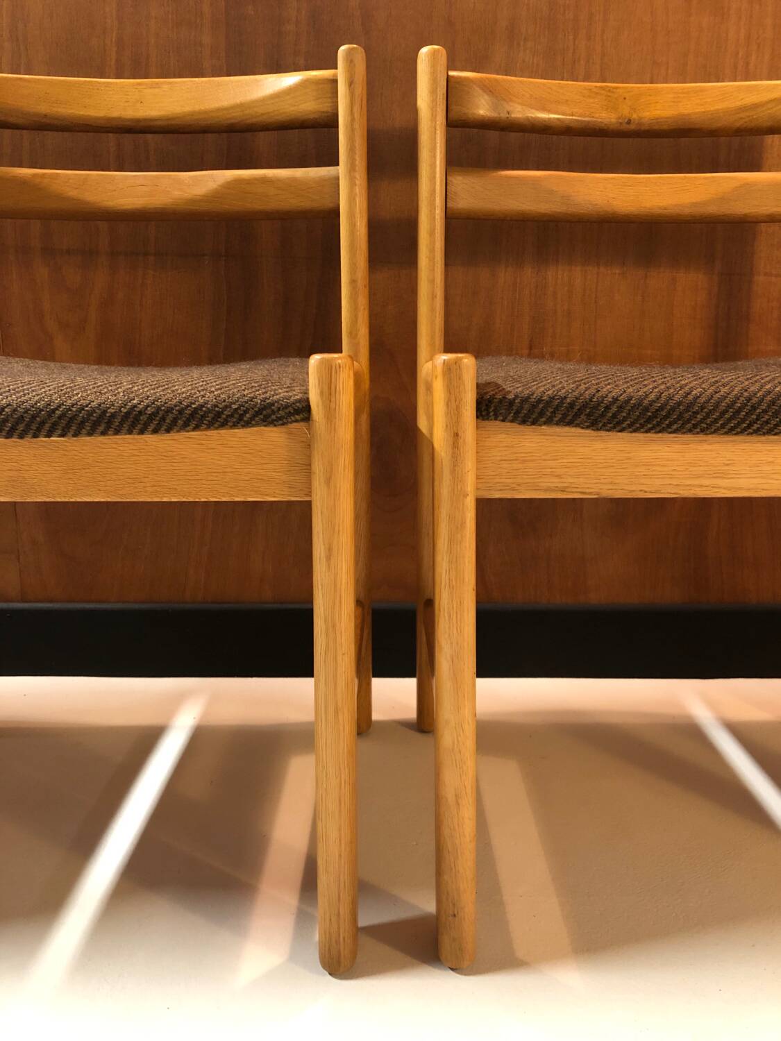 4 vintage solid wood chairs circa 1970