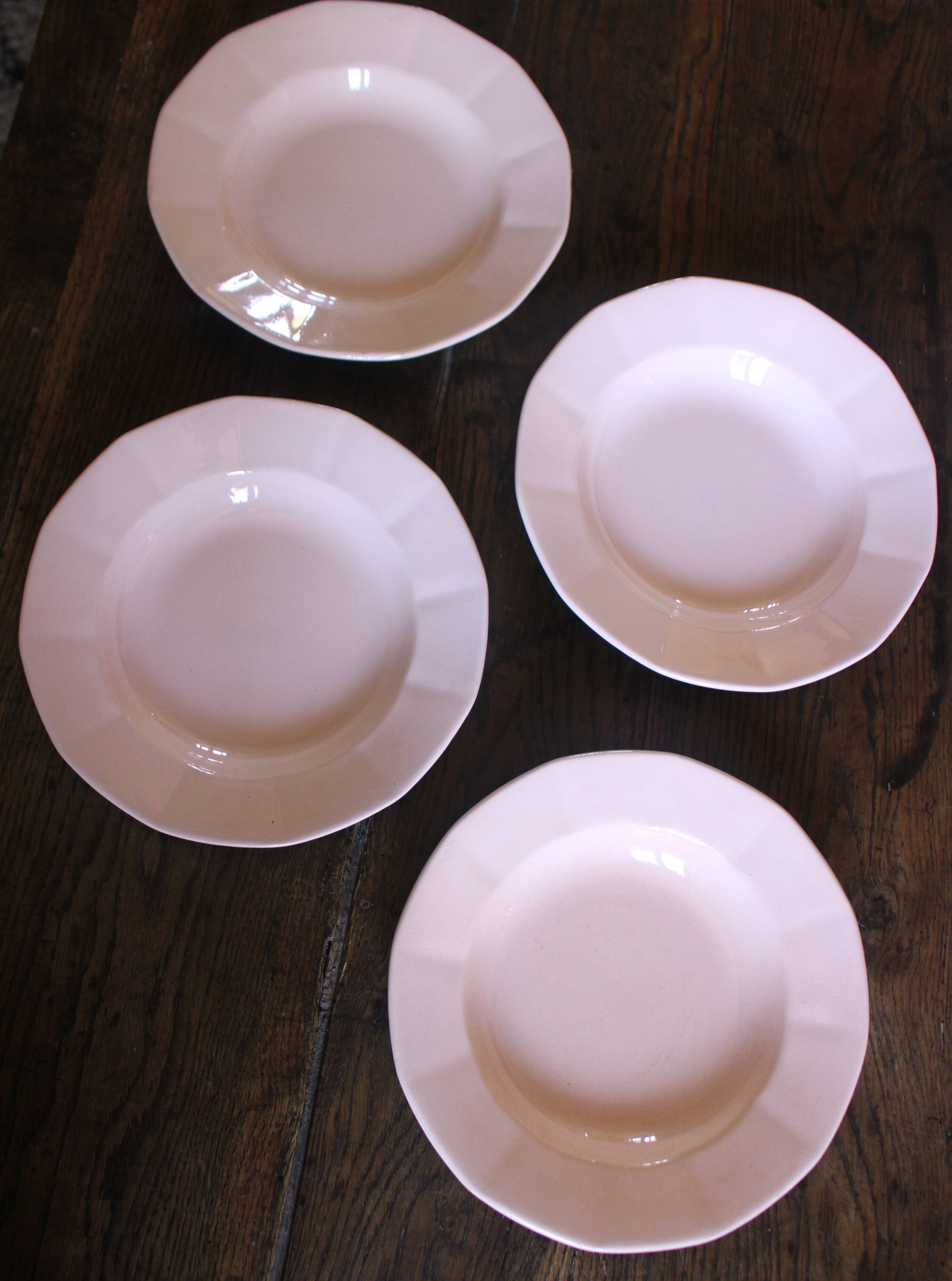 5 assiettes creuses rose Digoin Sarreguemines