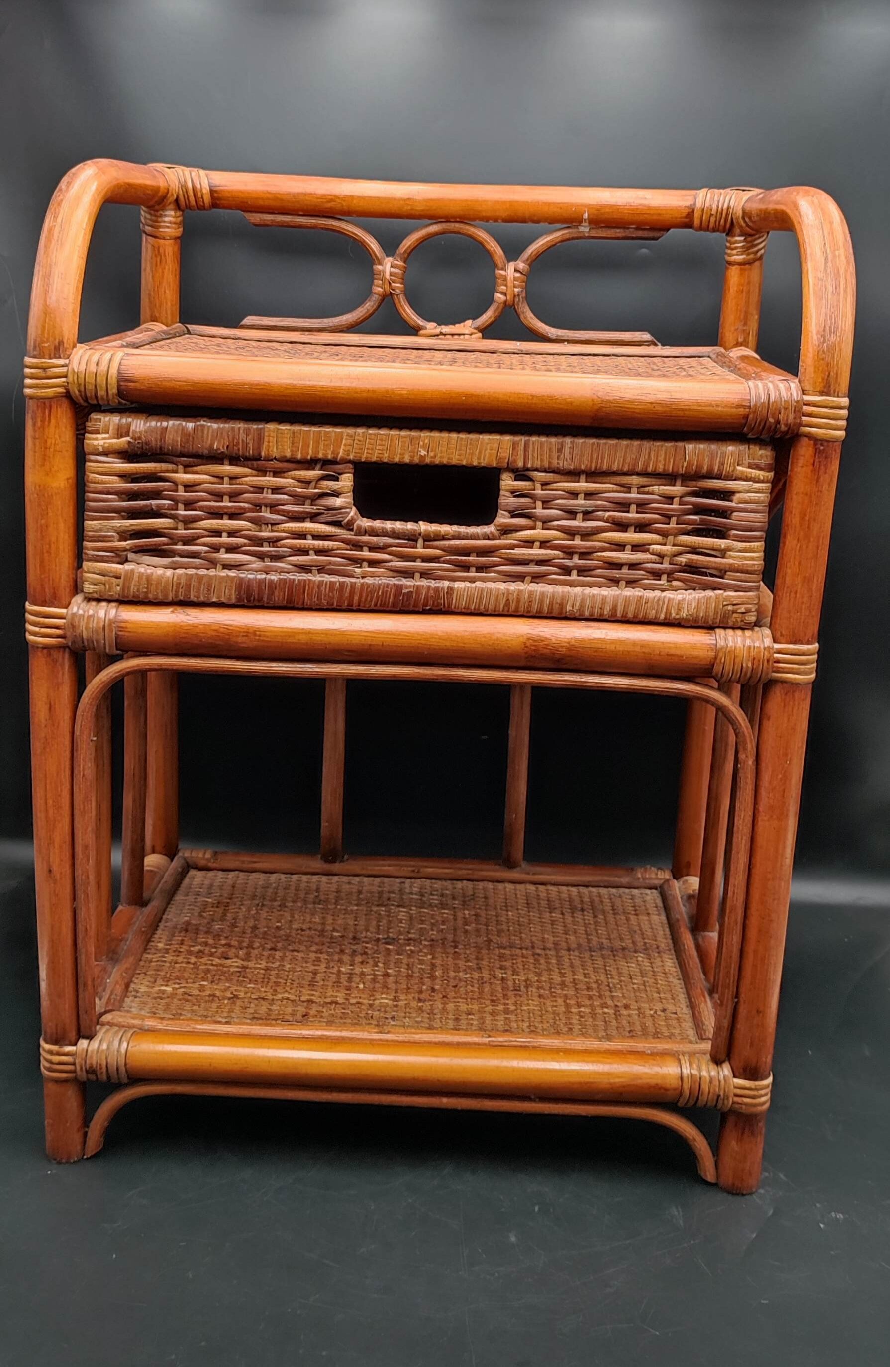 Vintage rattan bedside